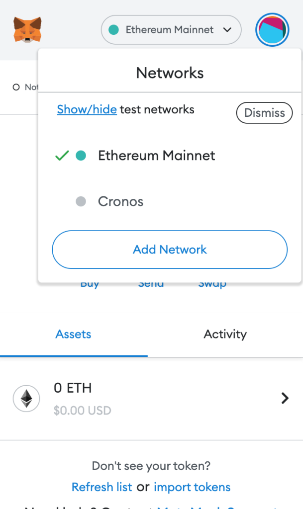 step 2, click on ethereum mainnet and choose add network