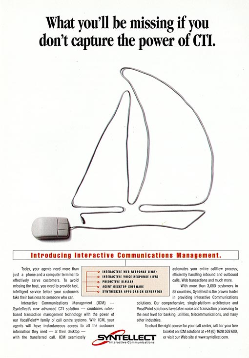 Here's a poster, again from the 1990's, advertising Syntellect (now part of Enghouse Interactive) CTI systems