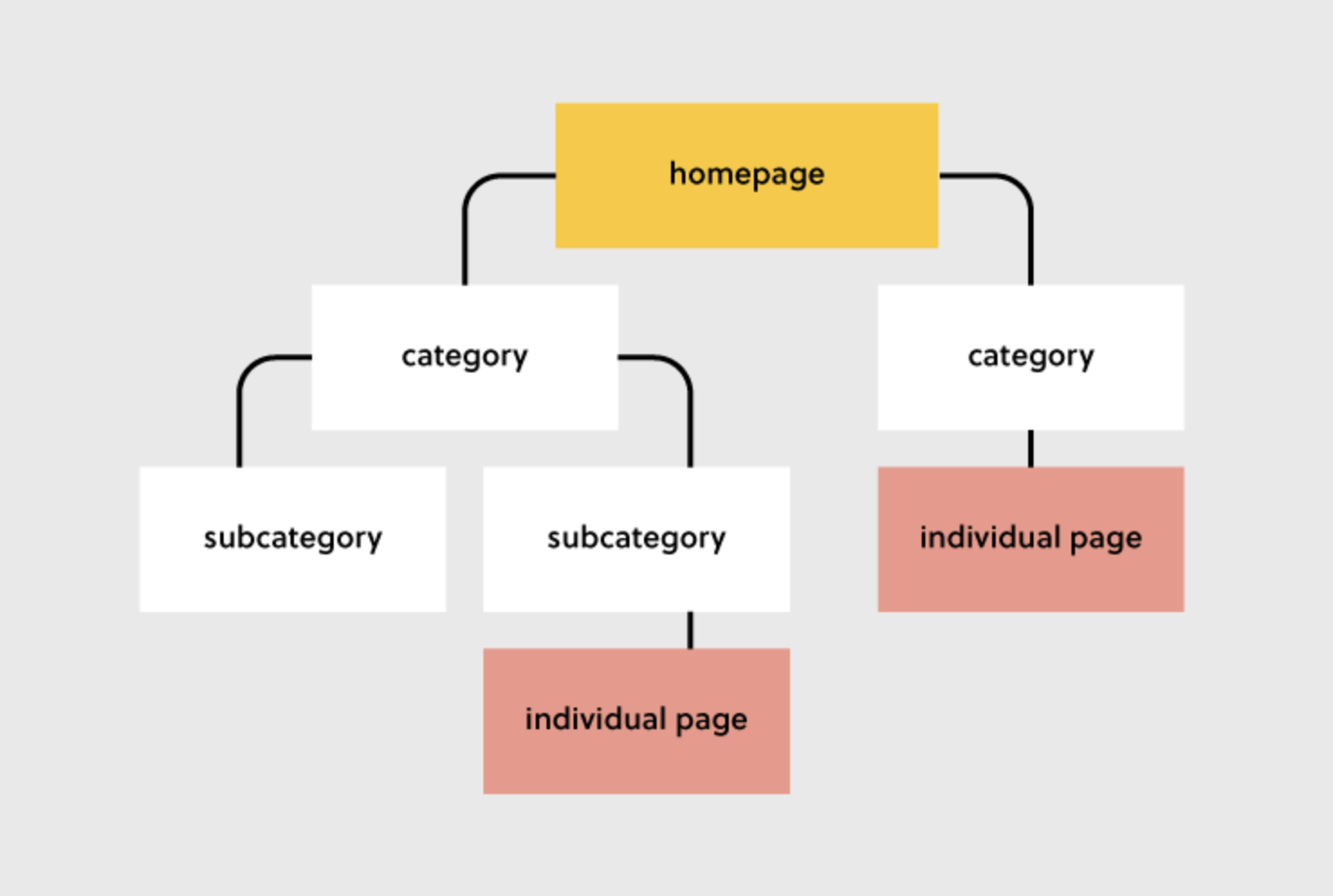 Organized presentation of homepage