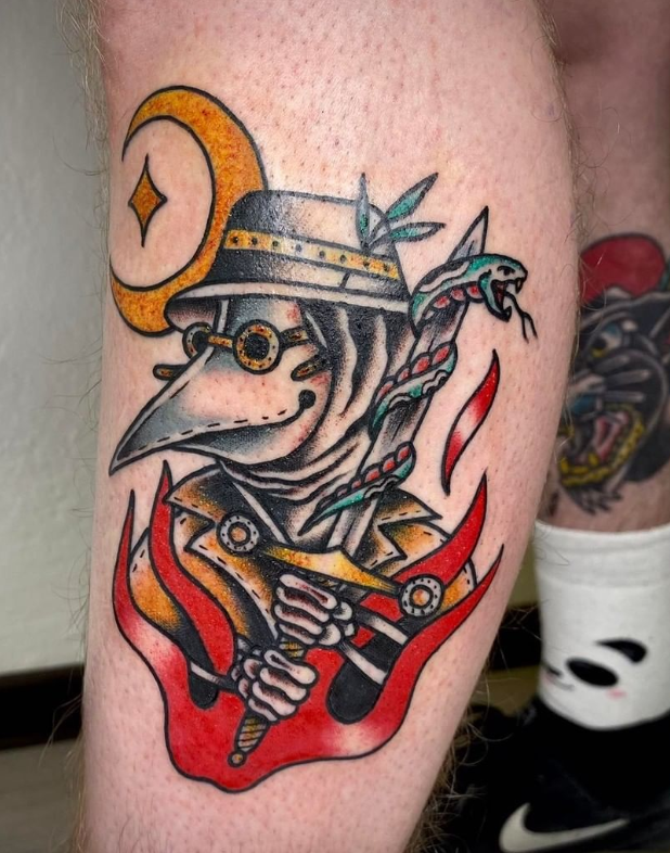 Plague Doctor With Sword Tattoo