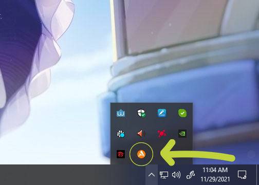 Look for the Avast icon and right-click it to open the options