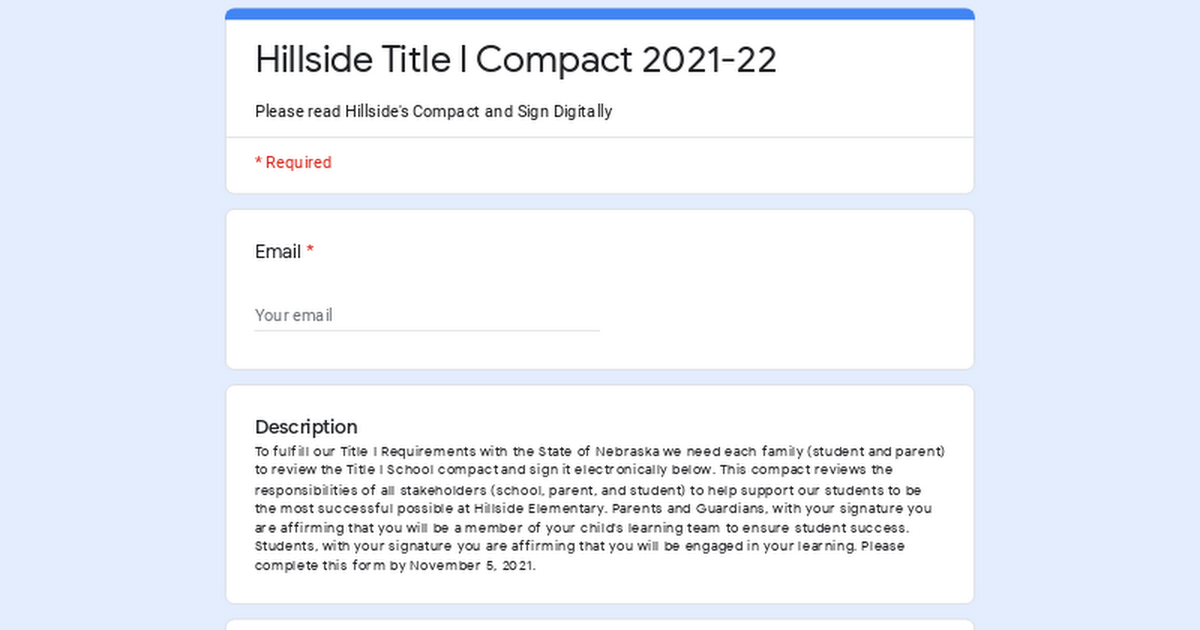 Hillside Title I Compact 2021-22