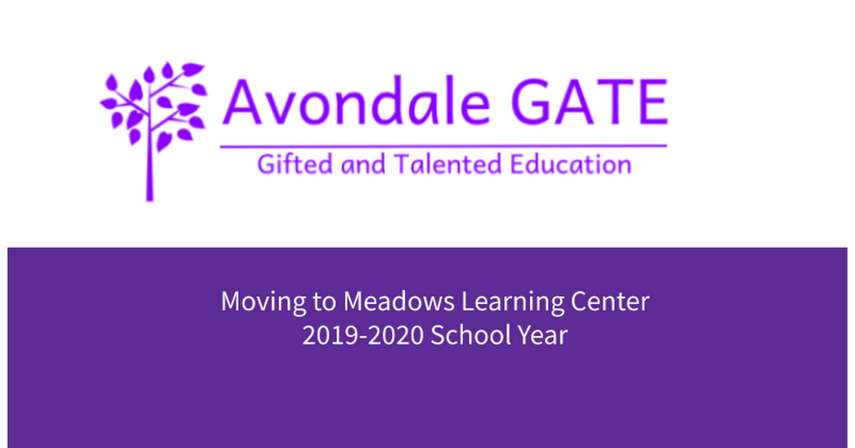 Avondale GATE move to meadows for current families