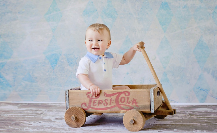 A baby in a wagon

Description automatically generated with low confidence