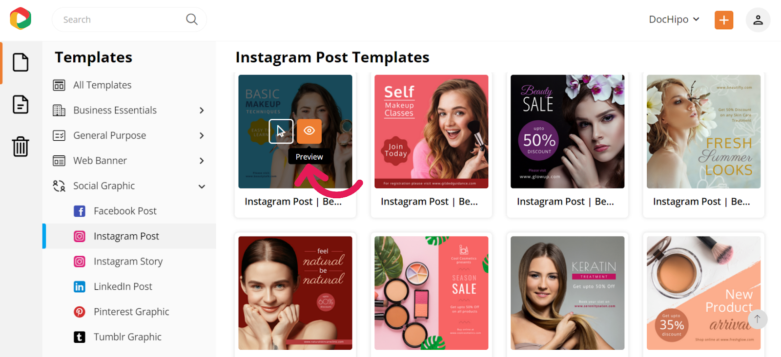 Preview Instagram Post Template in DocHipo