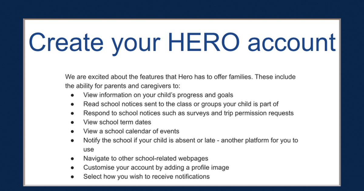 Create your Hero account - families