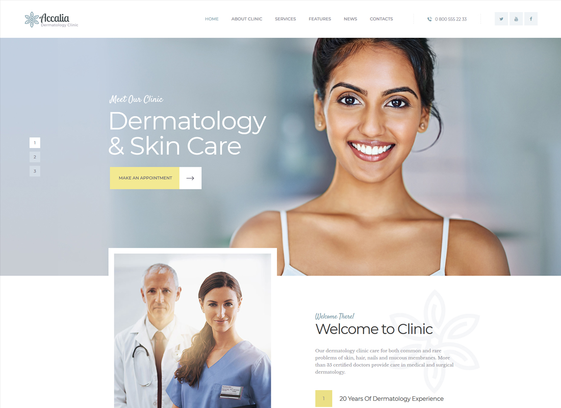 Accalia |  Tema de WordPress para Clínica Dermatológica