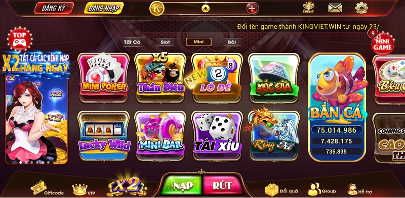Minigame tại cổng game King Việt Club