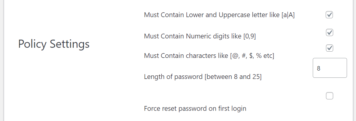 Policy Settings making password Hard