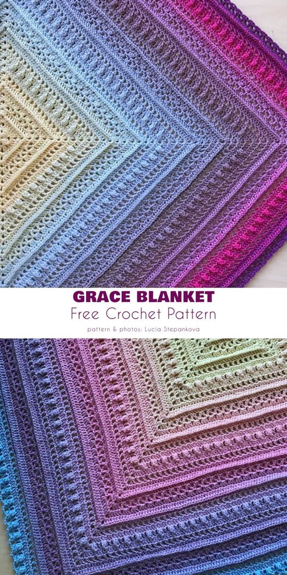 square blanket in ombre colorway with bobble details