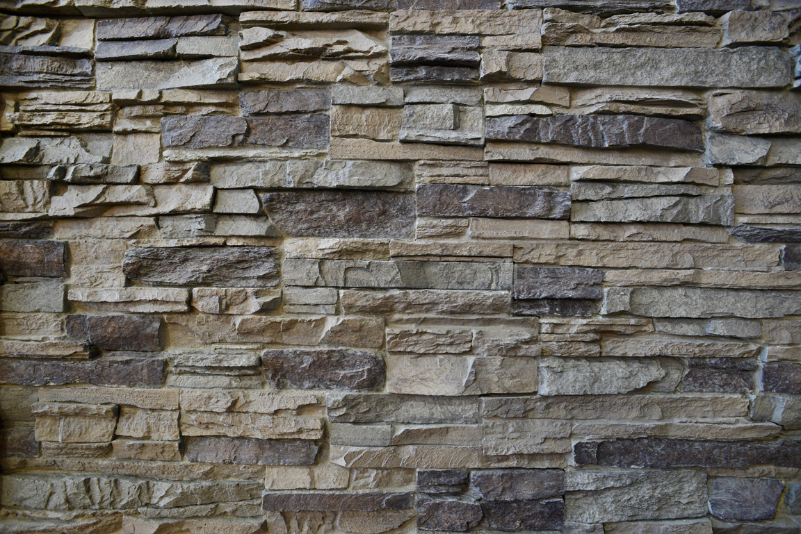 Up close shot of faux stone wall panel from Barron Designs.