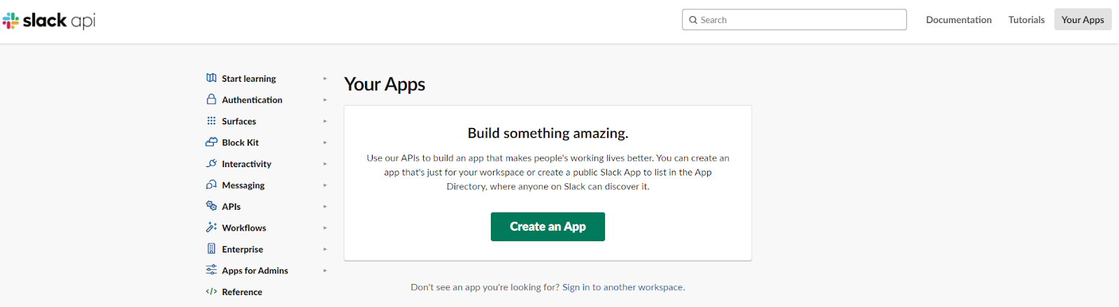 Slack api key