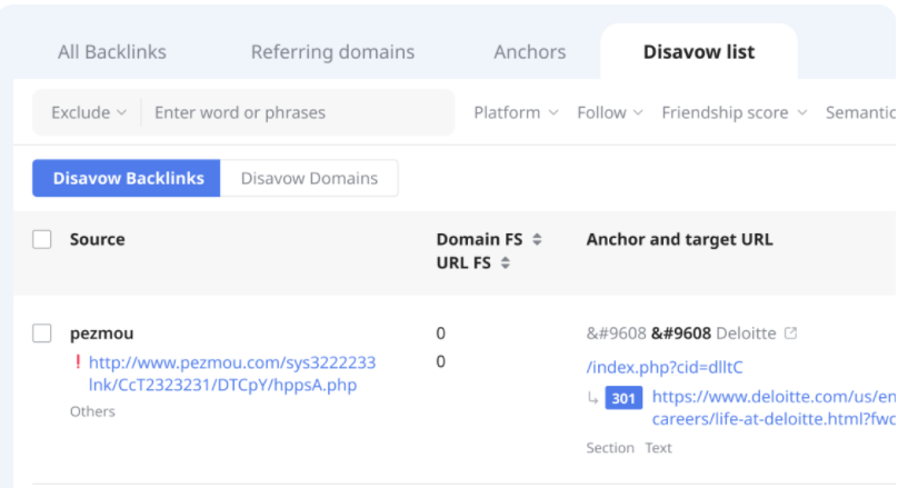 link disavow tool - backlinkgap