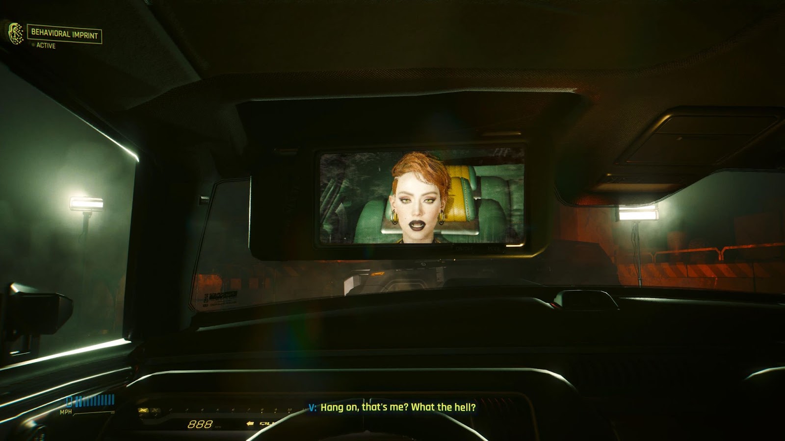 An in game image of V as Aurore Cassel from the game Cyberpunk 2077. 