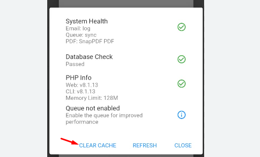 Invoice Ninja Clear Cache