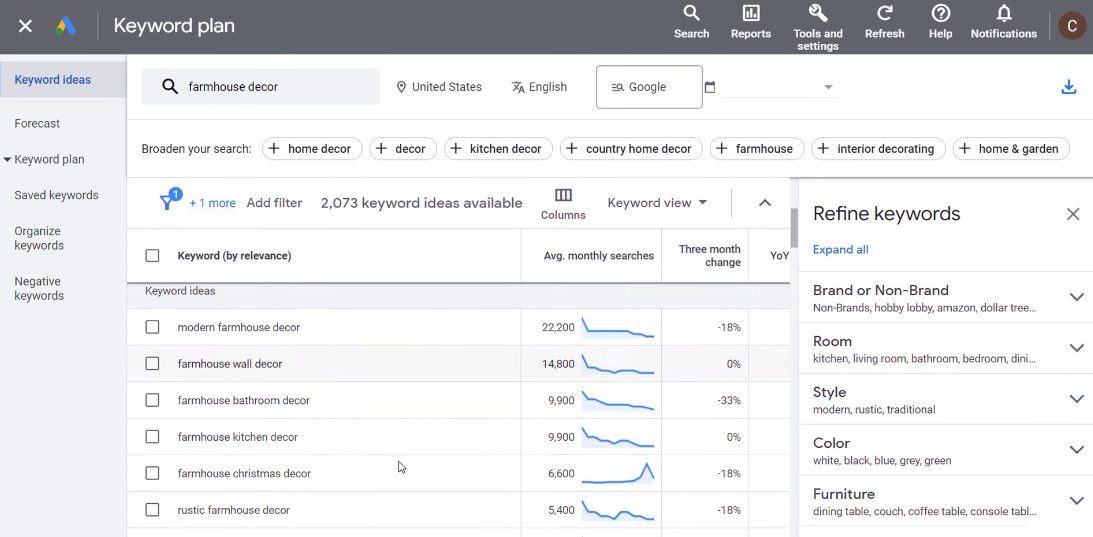 keyword planner