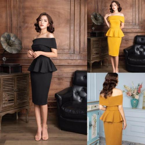 ĐẦM  BODY TRỄ VAI PEPLUM -D490