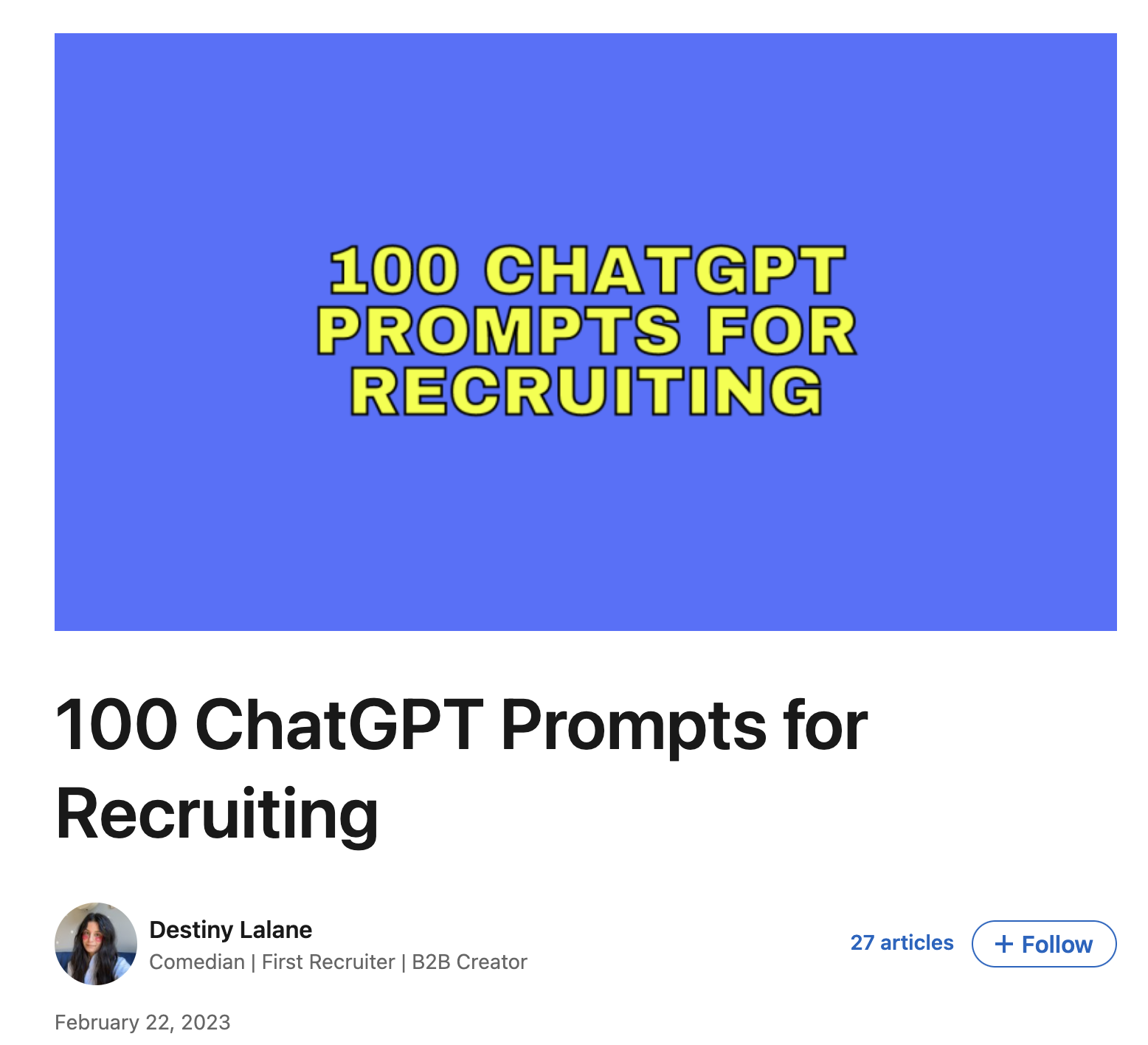 ChatGPT influencer on LinkedIn for recruiting. 