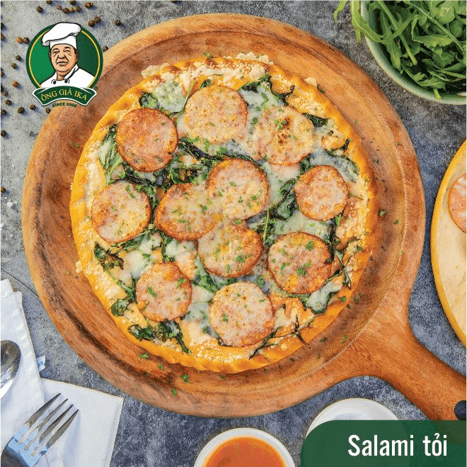 Salami tỏi Ông già IKA làm bánh pizza