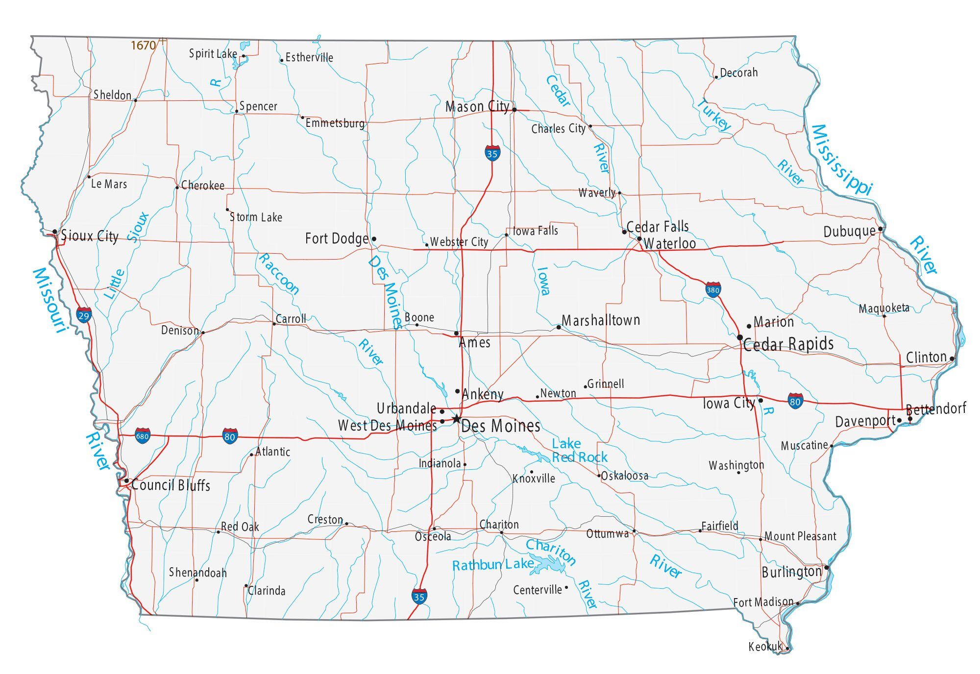 Mapas de Iowa para imprimir