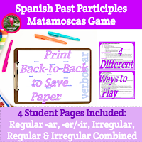 Spanish past participles matamoscas game; flyswatter game
