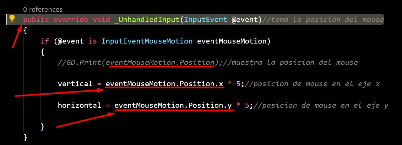 code example use function  unhandledInput for capture mouse motion positon