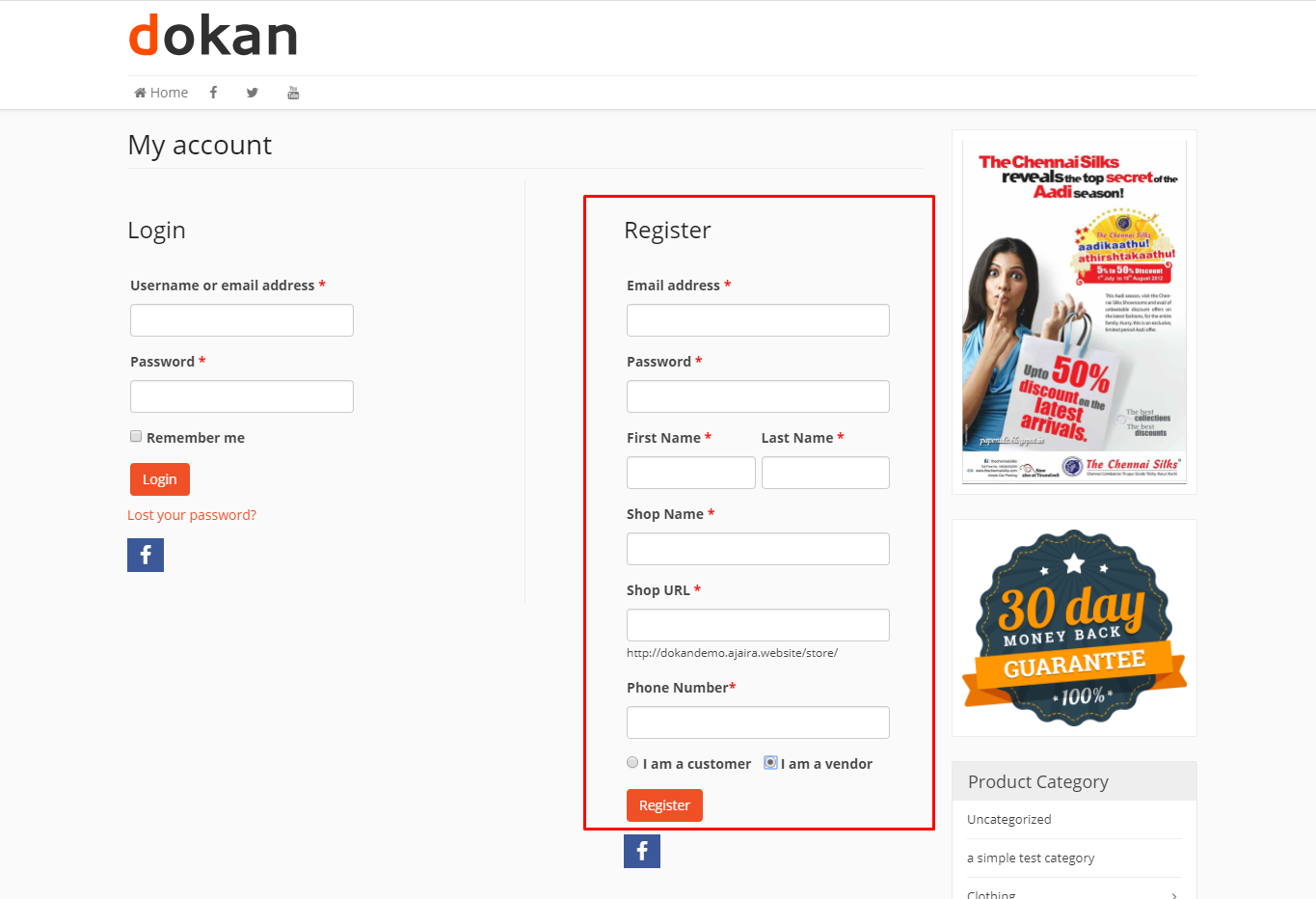 dokan registration form