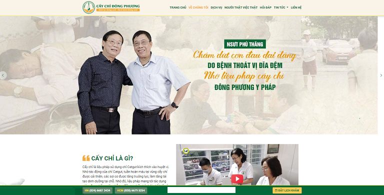 Giao diện trang chủ của Chuyên trang Cấy chỉ Đông phương