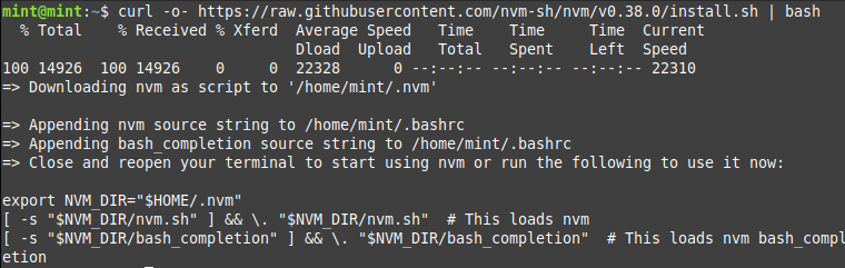 nvm install linux mint