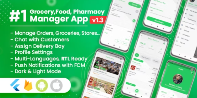 Owner / Vendor for Groceries, Foods, Pharmacies, Stores Flutter App