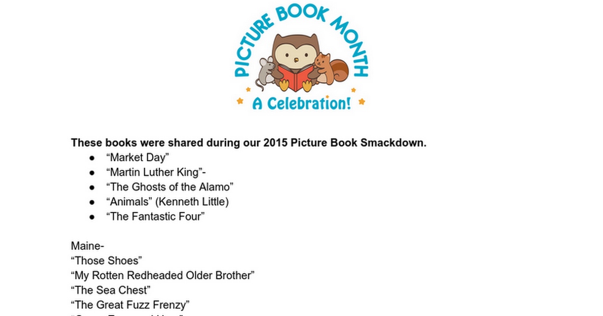 2015 Picture Book Smackdown Titles!