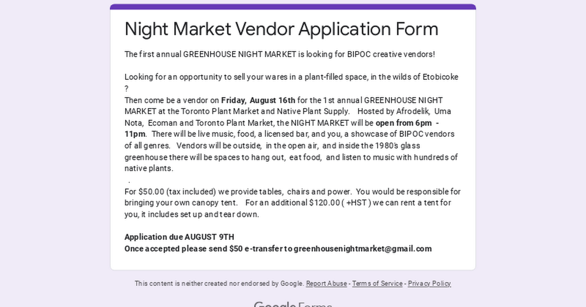 Night Market Vendor Application Form thumbnail