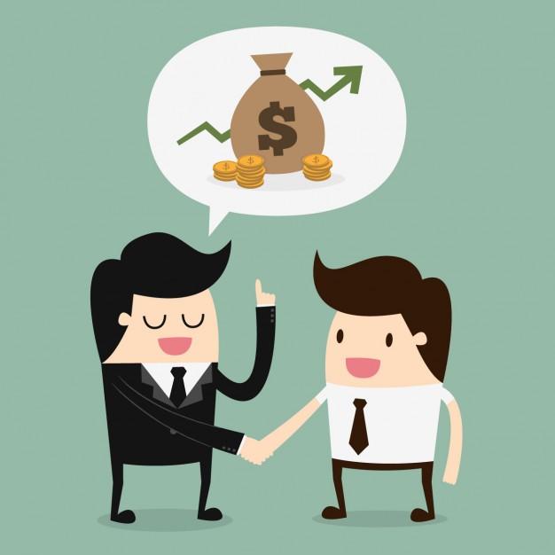 Boss and employee speaking about money Free Vector