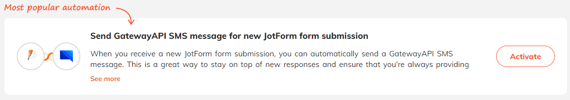 popular automations for JotForm + GatewayAPI SMS integration