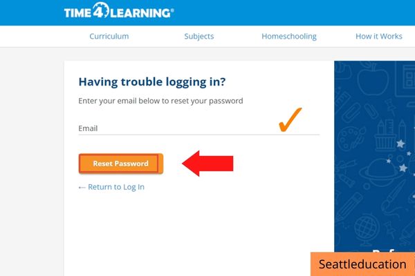 recover password of time4learning student online account