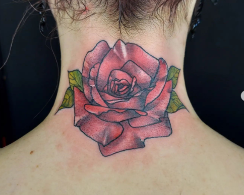 Cover-Up Rose Neck Tattoo