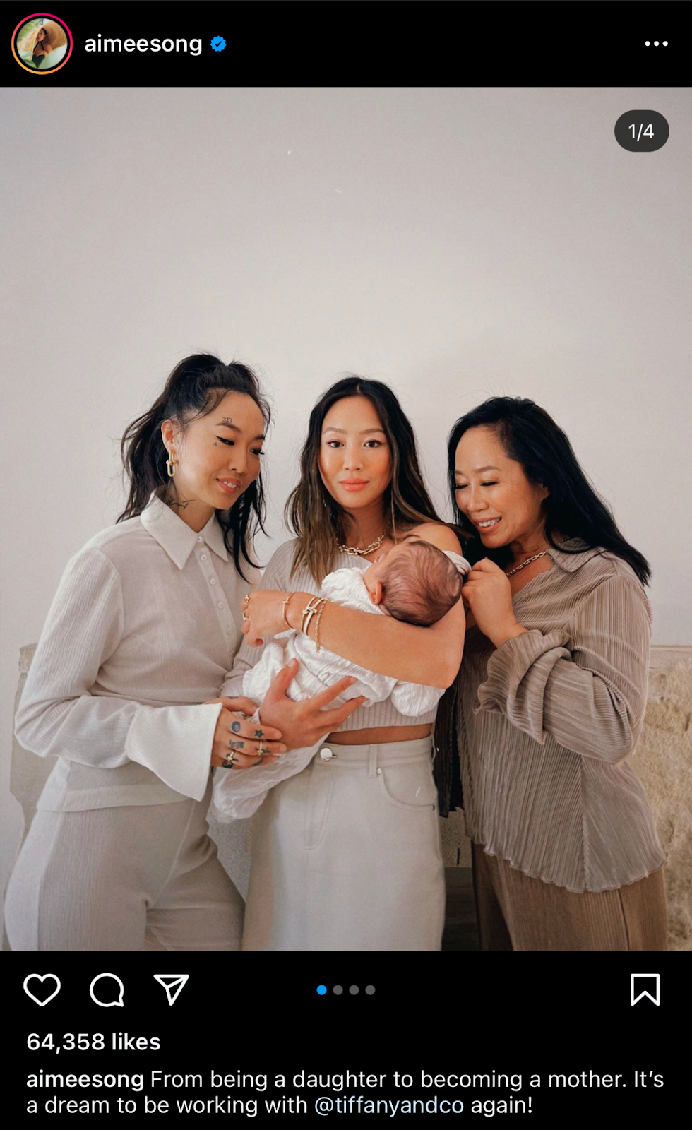 Aimee Song instagram photo of family and new baby