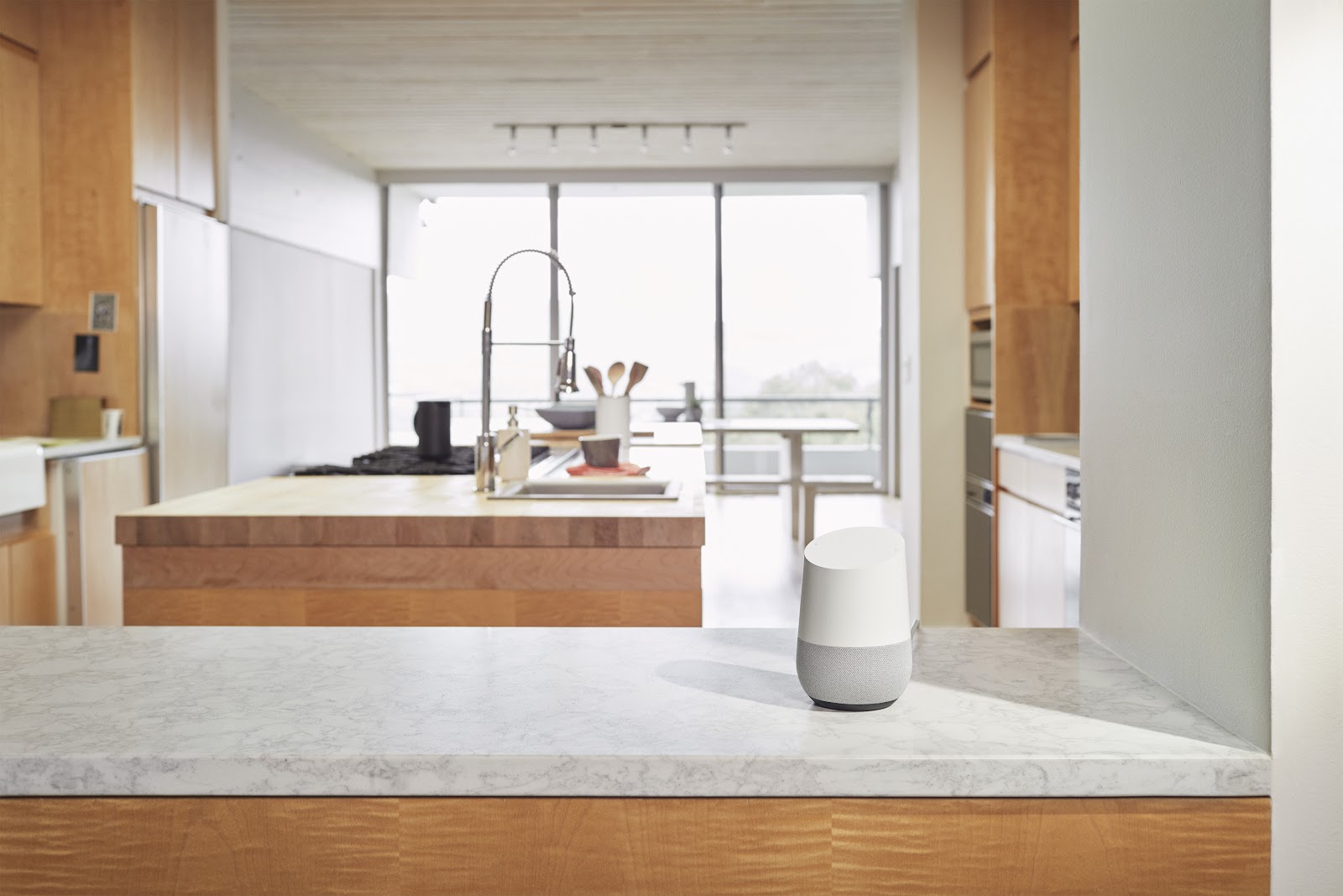 Google Home in una cucina.