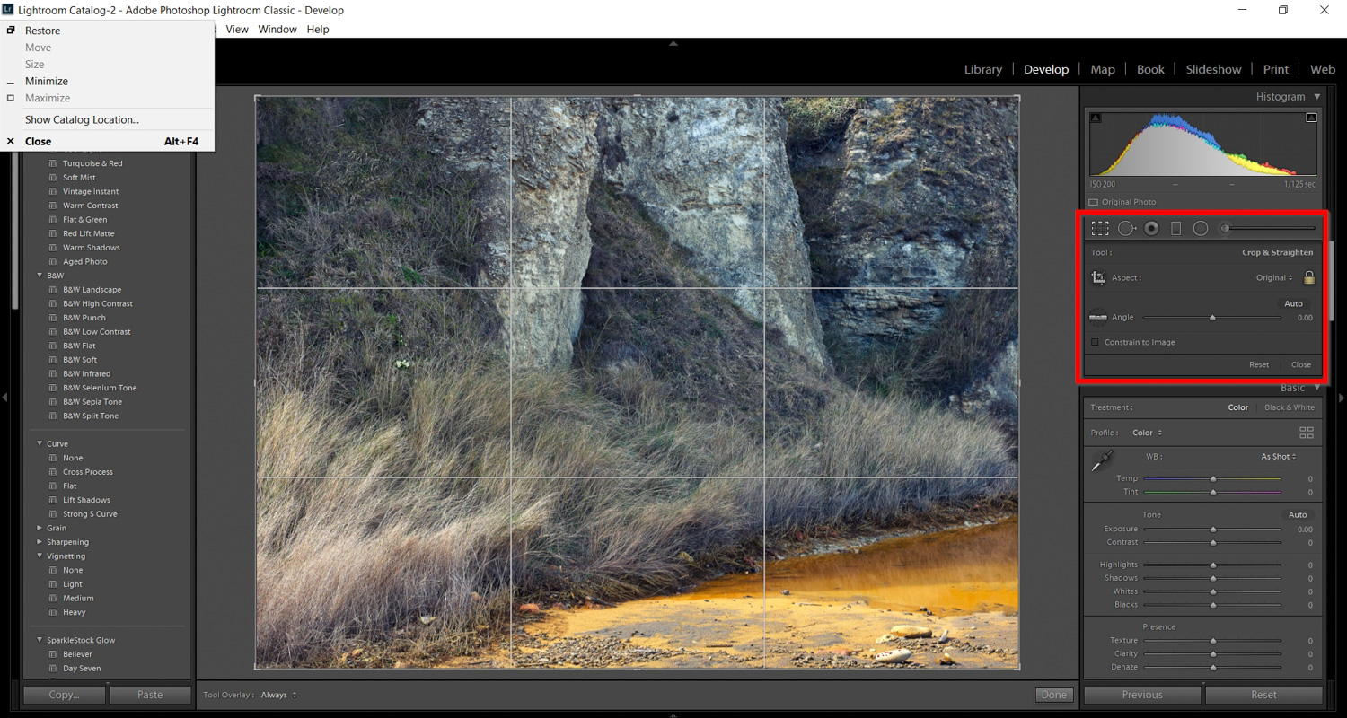 The Lightroom Crop tool