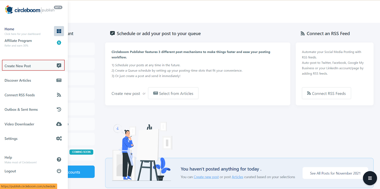 You can create new posts on Circleboom Publish.