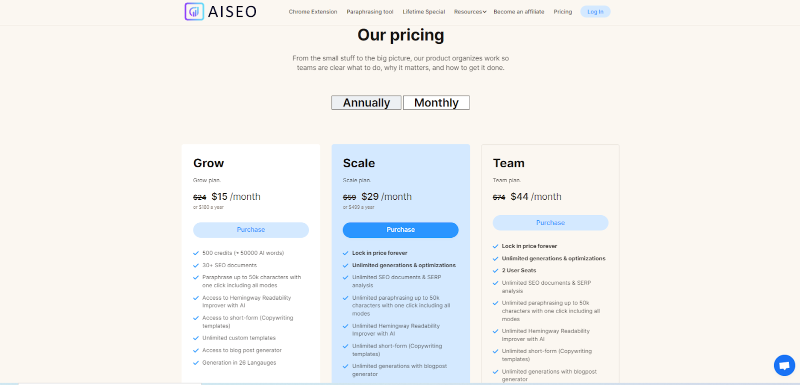 AISEO Pricing - Top 8 paragraph generators
