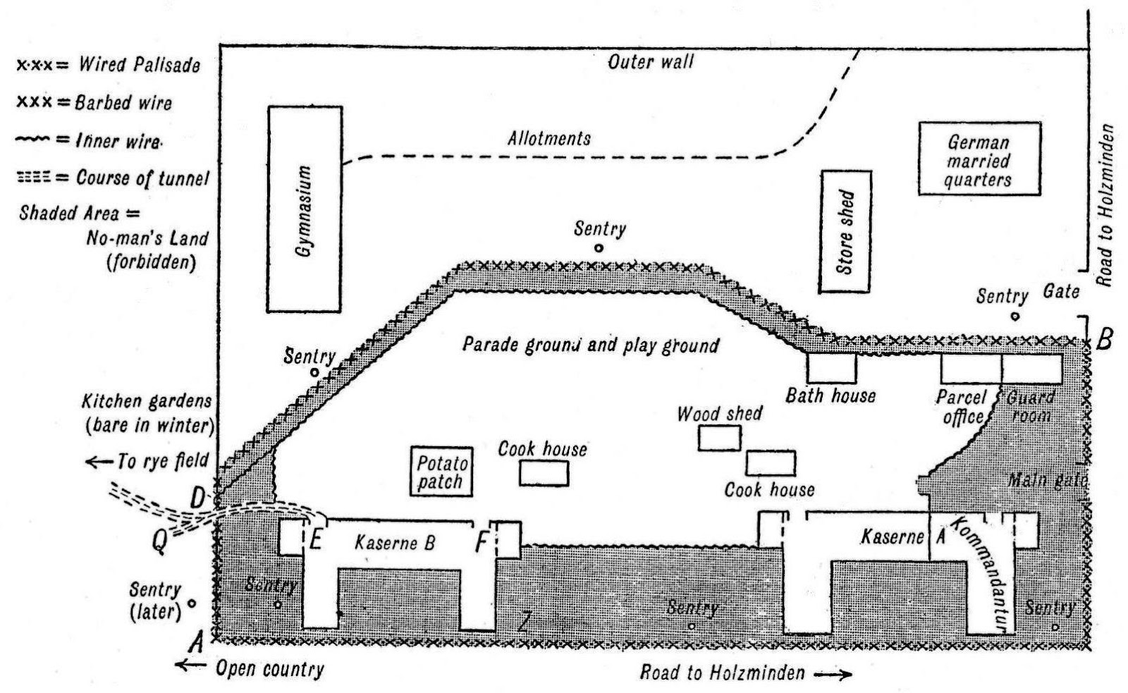 map of escape POW camp