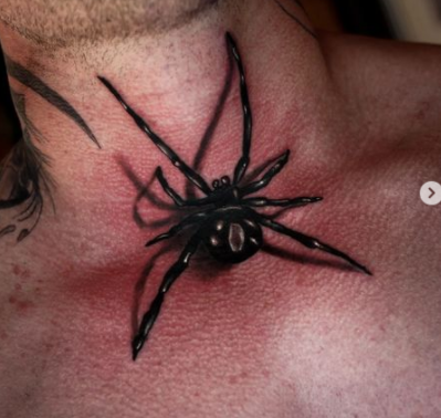 Horror Spider Tattoo On Neck