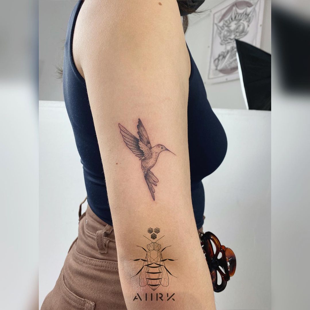 Minimalist Hummingbird Tattoo