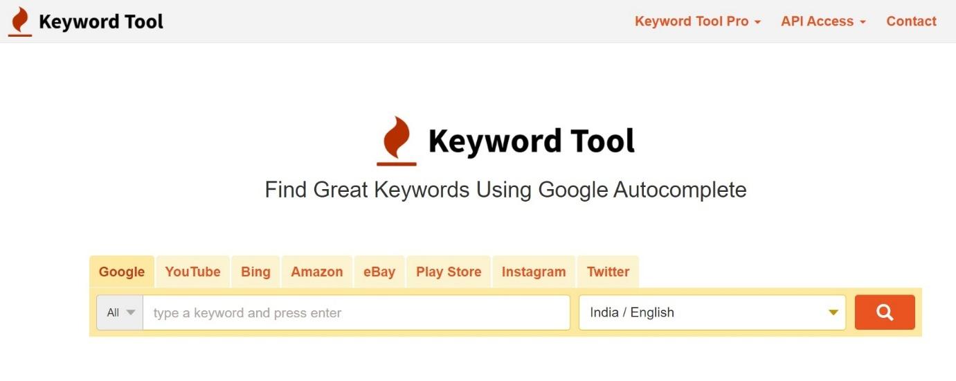 This image show how Keyword Research Tools can be use to find keyword via keywordtool.io