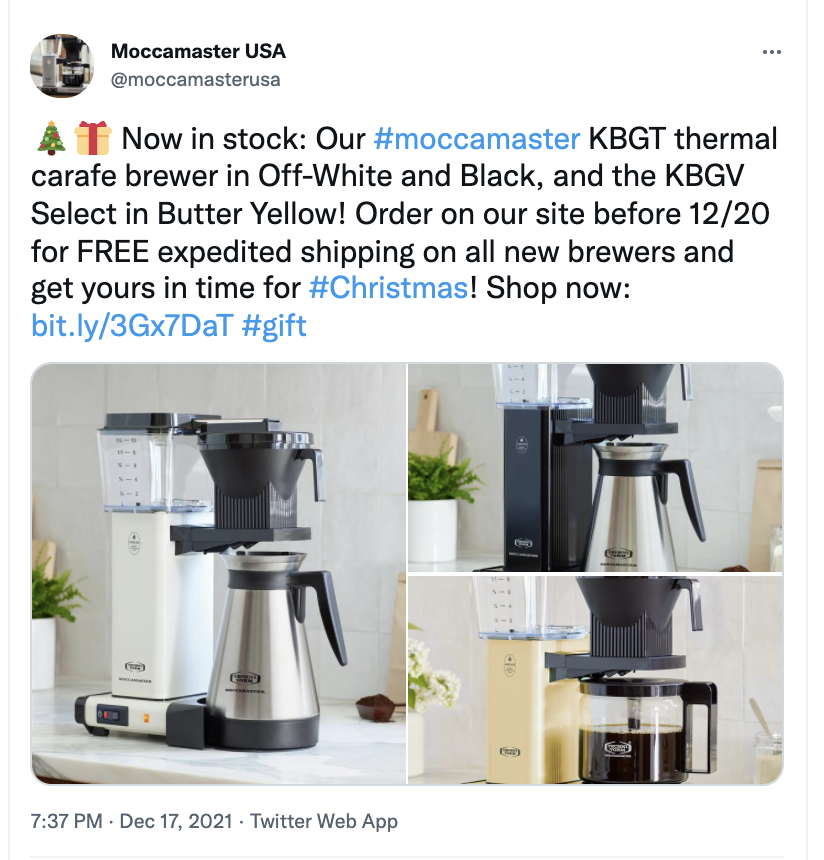 Twitter Ad from Moccamaster