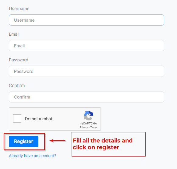 Register For AccountBot
