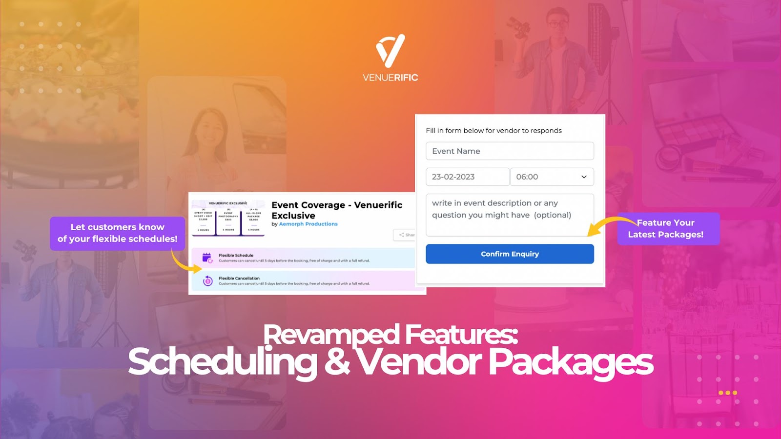 Venuerific Vendor 2.0 Scheduling and Vendor Packages and Booking