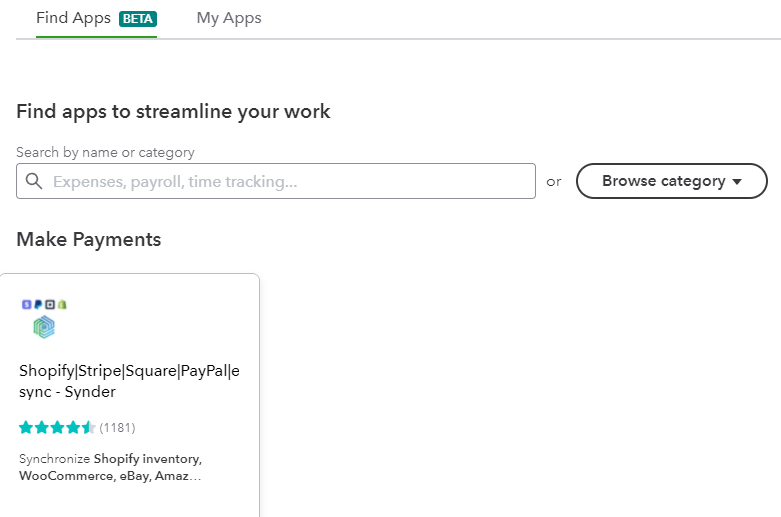 QuickBooks Reporting: Find Apps Tab 