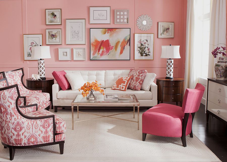 Pink modern living room